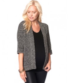 A Pea In The Pod Maternity Short-Sleeve Houndstooth Open-Front Cardigan