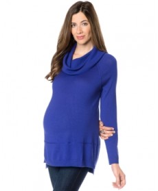 A Pea In The Pod Maternity Cowl-Neck High-Low Wool Sweater