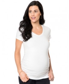A Pea In The Pod Cap-Sleeve Striped Ruched Maternity Top