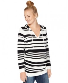 Motherhood Maternity Hooded Striped Sweater