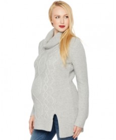 A Pea in the Pod Maternity Cowl-Neck Cable-Knit Sweater