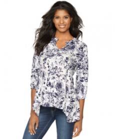 A Pea in the Pod Maternity Split-Neck Floral-Print Blouse