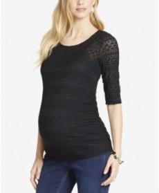 Jessica Simpson Maternity Lace Elbow-Sleeve Top