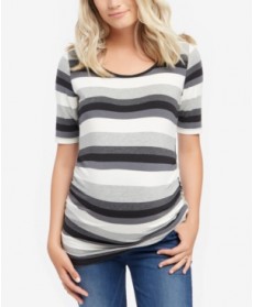 Motherhood Maternity Striped Elbow-Sleeve Top