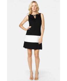 Maternal America Colorblock Tie Neck Maternity Dress