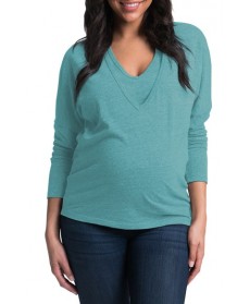 Bun Maternity 'Softie' Maternity/nursing Dolman Sleeve Tee/green