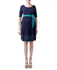 Kimi And Kai 'Phee' Polka Dot Trim Maternity Skater Dress