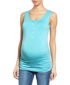 Nom Maternity Henley Maternity Tank Top/green