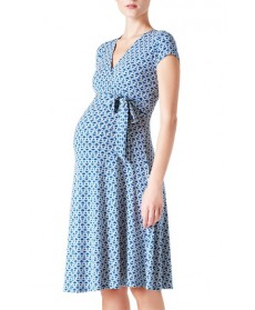 Leota 'Perfect Wrap' Abstract Print Jersey Maternity Dress/green