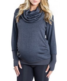 Cozy Orange 'Phoebe' Cowl Neck Maternity Sweater