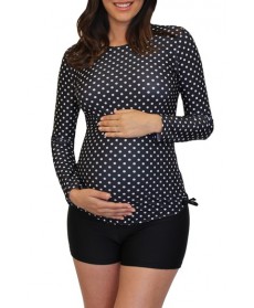 Mermaid Maternity Polka Dot Long Sleeve Maternity Rashguard