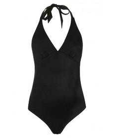 Topshop Solid Halter One-Piece Maternity Swimsuit - Black