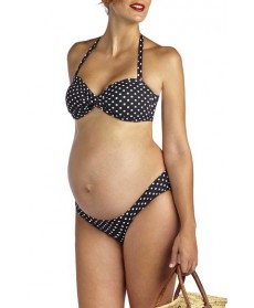 Pez D'Or Polka Dot Print Twisted Bandeau Maternity Bikini