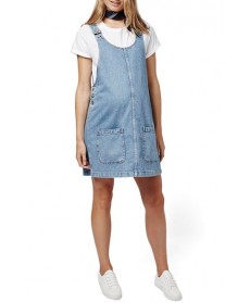 Topshop Scooped Neck Denim Maternity Pinafore