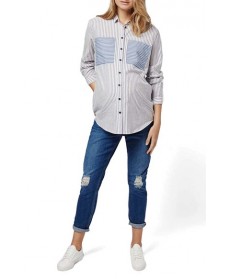 Topshop Patch Pocket Stripe Maternity Shirt