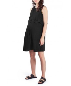 Topshop Cutwork Popover Maternity Dress- Black