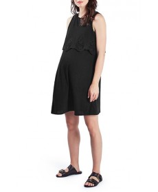 Topshop Cutwork Popover Maternity Dress - Black