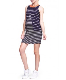 The Urban Ma Stripe Draped Sleeveless Maternity Dress