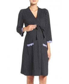 Belabumbum 'Dottie' Cotton Maternity Robe Black