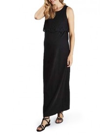 Topshop Cutwork Overlay Maternity Maxi Dress- Black