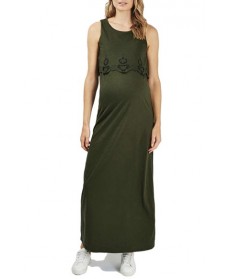 Topshop Cutwork Overlay Maternity Maxi Dress - Green