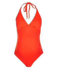 Topshop Solid Halter One-Piece Maternity Swimsuit - Coral