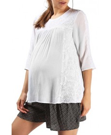 Topshop Embroidered Maternity Peasant Top - White