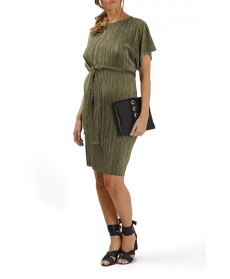 Topshop Belted Plisse Maternity Dress- Green