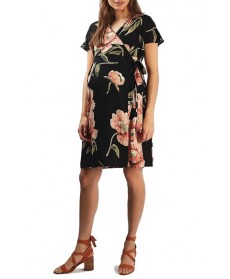 Topshop Floral Print Wrap Maternity Dress - Black