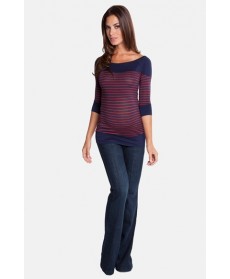 Olian Striped Slim Fit Maternity Tee