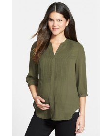 Loyal Hana 'Audrey' Maternity/nursing Tuxedo Blouse