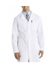 Meta 4 inch mens long lab coat - White 