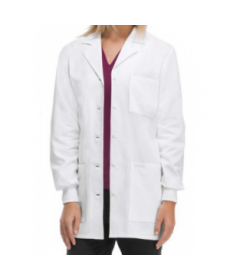 Cherokee 3 inch knit cuff lab coat with Certainty - White 