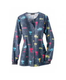 Cherokee Fuzzy Friends print scrub jacket - Fuzzy Friends 