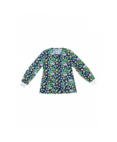 Scrub Wear Navy Puzzle Me print scrub jacket - Navy Puzzle Me 