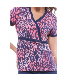 Healing Hands Femme Fatal Katy mock wrap print scrub top - Femme Fatal 