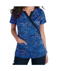 Beyond Scrubs Dots mock wrap print scrub top - Dots Royal 