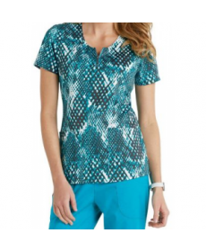 Beyond Scrubs Mia Snakeskin stretch print scrub top nakeskin Turq 