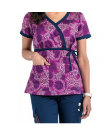 Beyond Scrubs Spirals Purple tie wrap print scrub top pirals Purple 