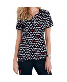 Beyond Scrubs Red Hearts Henley top - Red Hearts 