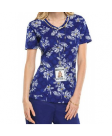 Cherokee Runway Stripe A Posy print scrub top tripe A Posy 