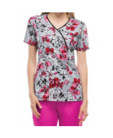 Cherokee Runway Jewel Of The Jungle mock wrap print scrub top - Jewel of the Jungle 