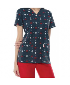 Code Happy Happy Lady print scrub top with Certainty - Happy Lady 