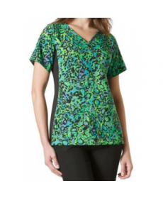 WonderWink Four-Stretch Green Gone Wild v-neck crossover scrub top - Green Gone Wild 