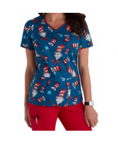 Cherokee Tooniforms Hat Toss print scrub top - Hat Toss 