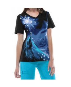 Cherokee Tooniforms Snow Queen print scrub top now Queen 