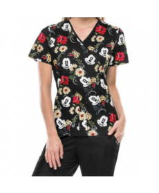 Cherokee Tooniforms Floralista Mickey print scrub top - Floralista Mickey 