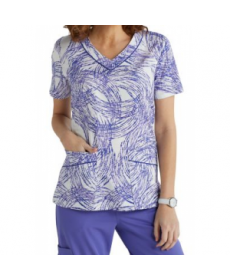 Landau Smart Stretch Getaway v-neck print scrub top - Getaway 