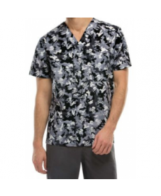 Dickies EDS Hidden Hallow Pewter unisex print scrub top - Hidden Hallow Pewter 