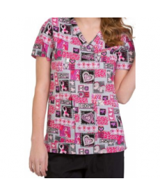 Peaches Full of Hope v-neck print scrub top - Full of Hope 